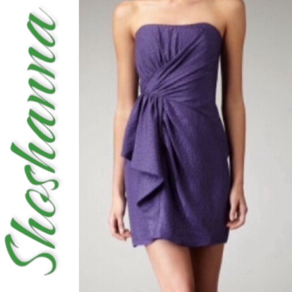 NWT SHOSHANNA 100% Silk Strapless Purple Snakeprint Mini Dress, Size 8 - Picture 11 of 13